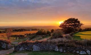 panoramic view of Dartmoor at sunset