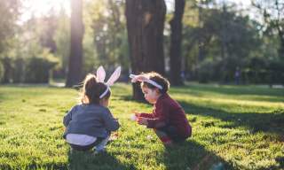 two children at easter