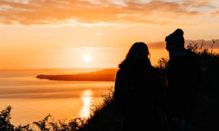 couple against the sunset