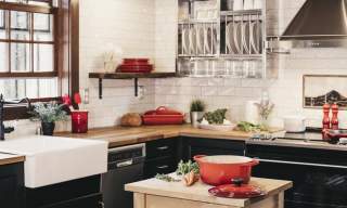 a kitchen with cooking equipment