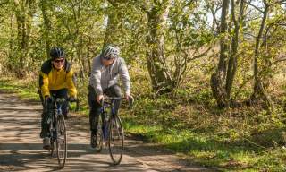 Two people cycling on the Yorkshire Wolds