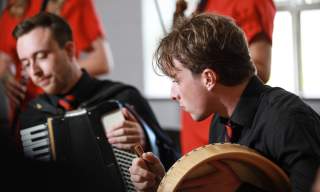 Traditional Irish musicians performing at Fleadh Cheoil na hÉireann