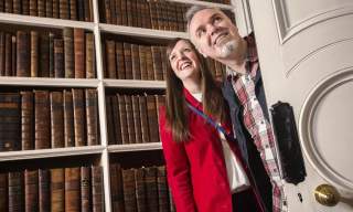 Visitors looking around Armagh Robinson Library