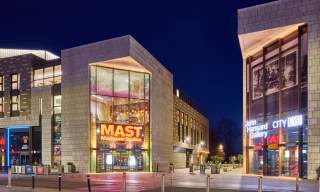 Mayflower Mast Studios and John Hansard Gallery lit up at night