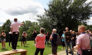 People on a guided walk of Guildford