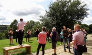 Tour Guide leading a tour at Guildford Cathedral