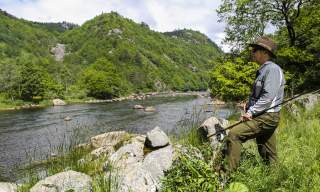 Fisherman at Lygna River Lyngdal Norway