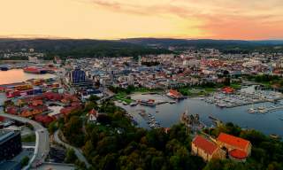 Dronebilde av Kristiansand