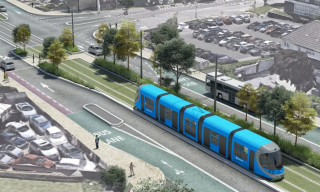 An artist's impression of the new tramway extension connecting East Birmingham to North Solihull