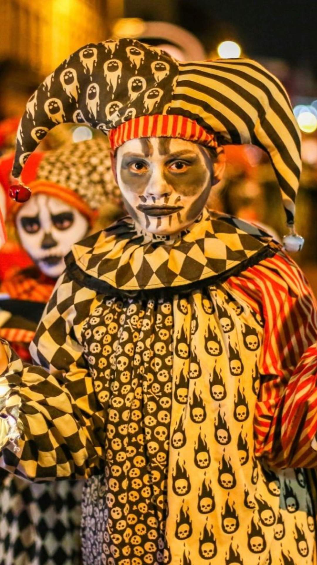 Costumed performers taking part in the Derry Halloween festival parade in Derry~Londonderry.