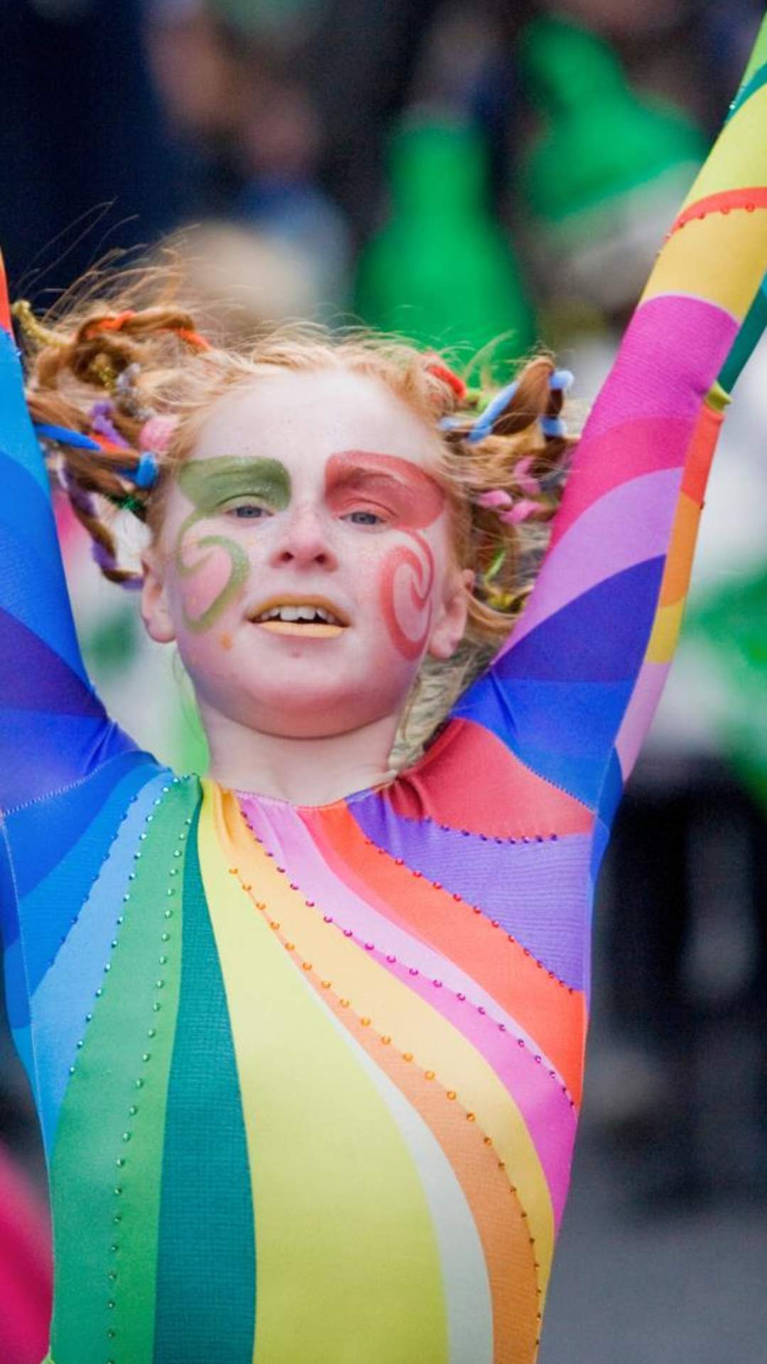 A girl performs in the St Patrick's Day celebrations