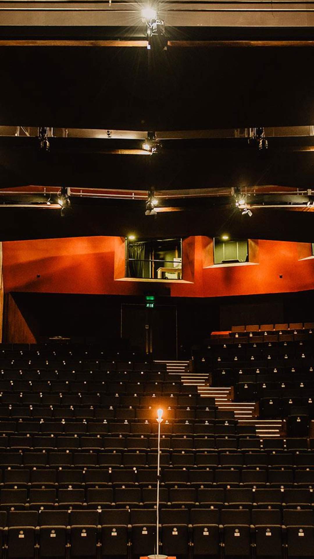 Interior of The Lyric Theatre in Belfast - view is from the stage looking out into where the audience would be