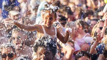 Family foam party at Bristol International Balloon Fiesta - Credit Paul Box