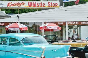 Exterior view Krysty’s Whistle Stop diner in Enola, PA