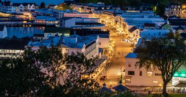 aerial view of street at night