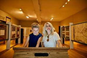 Family exploring museum