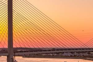 Sunset over the indian river inlet bridge at Bethany Beach