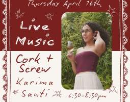 Live Music with Karima Santi @ Cork & Screw