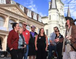 Explore the vibrant French Quarter with a Pirate and discover its rich history and fascinating tales. These incredible storytellers are going to explain what life was really like for a Pirate in New Orleans in the early 1800’s. You’ll hear about the sword fights, the smuggling and the rum. You’ll learn about the Pirate’s involvement in the Battle of New Orleans, customs, traditions, and you will find out where the treasure is buried! History buffs, Pirate fans, families, friends and even co-workers love this tour! Book this French Quarter Pirate Tour before it sells out!