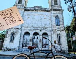 We want to share with you the New Orleans that made us who we are, as we bike through the historic and colorful neighborhoods of the Marigny, By water and St Roch. It's not just the beauty of the streets, it's the stories they tell us, and we share with you. The street parades, the music, the food, the culture of inclusiveness, the creativity we can all be part of and the art we are surrounded by is no fluke, it is the product of the 300 years of history and culture that came before us. and these are what we will talk about at the many stops along the way. Our tours are for any age, we cater our stories to each groups interests. The rifing is easy on flat and quiet streets, We bike slow, we bike happy, we wave to traffic and we stop to talk. That is what we would be doing if our company did not exist, so that is what we do since it does. Feel Free to ask us anything, we are always here for you with advice for your trip, both before and after your tour. Thanks, Jeff and Danny