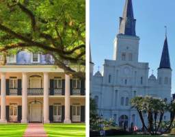 Oak Alley Plantation, located about an hour from downtown New Orleans, features picturesque Oak Trees, beautiful landscaping, an elegant 1837 Greek Revival style plantation house, a blacksmith shop, a restaurant, and antique farm equipment. Guests will tour the plantation, then spend an unforgettable 3 hours in a comfortable air conditioned Mini-bus and get an overview of New Orleans. As part of this tour, you will visit the area that was damaged when the levee broke during Hurricane Katrina and swept the residents and their homes away.