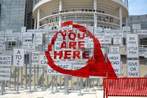 Image of the signs in the You are Here artwork