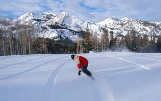 Snowboarding at Brighton Resort, UT.