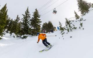 Alta’s Supreme Bowl off of the Supreme Lift allows expert skiers deep stashes of fresh snow to carve.