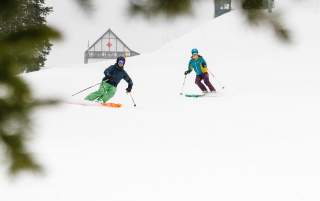Couple Skiing at Solitude
