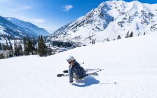 A skier looks over the Who Dunnit intermediate trail.