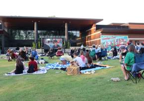 Movie on Lawn of Opelika Public Library