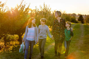 A family at Curran's Orchard