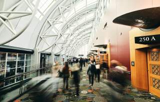 Attendees at the Salt Palace Convention Center