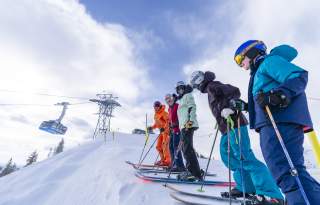 Skiers at Snowbird Resort, UT.