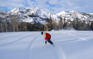 Snowboarding at Brighton Resort, UT.