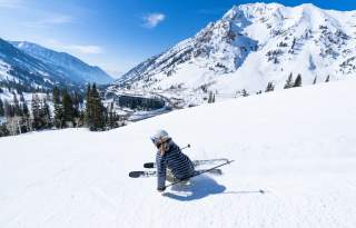 A skier looks over the Who Dunnit intermediate trail.
