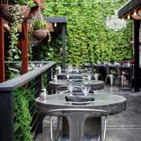 Outdoor patio with tables at Francesca's Cucina