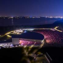 Lakeview Amphitheater at Night with Crowd Lit Up