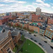Bird's Eye View of Armory Square and Blue Cloudy Skies in Background