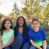 A mother and children celebrating Mother's Day in Syracuse, NY