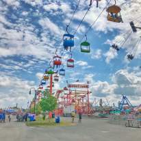 the NYS Fair Ski Lift with blue skies