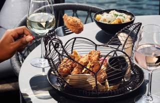 Table of food on outside terrace at The Alchemist MediacityUK