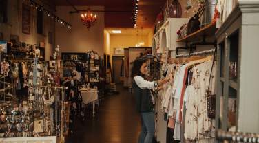 Woman shopping in local boutique in Downtown Rapid City, SD