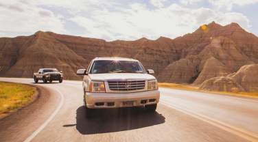 Scenic drive through Badlands National Park