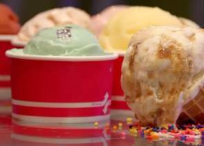 Ice Cream in cups and waffle cones