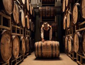 Tim Trites rolling a barrel