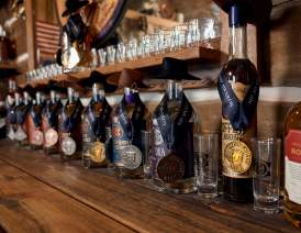 Medals on whiskey bottles