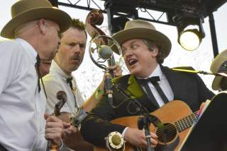 Earls of Leicester singing on stage at Old Settlers Music Festival