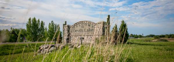 Devils Lake Welcome Sign