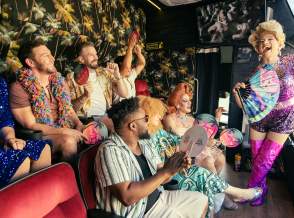 People on bus at Drag & Fly Tour in Palm Springs